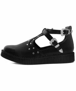 T.U.K Western Buckle Pointed Vegan Creepers Black