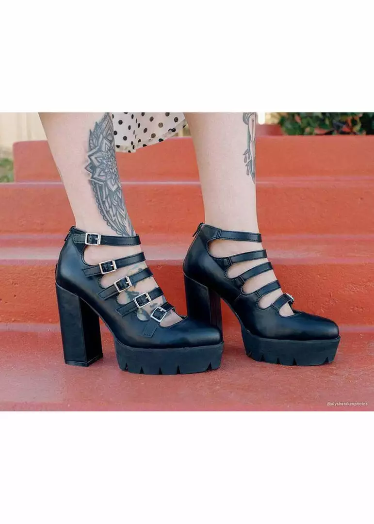 T.U.K Rockstar Platform Mary Jane Vegan Pumps Black 7 T.U.K Rockstar Platform Mary Jane Vegan Pumps Black