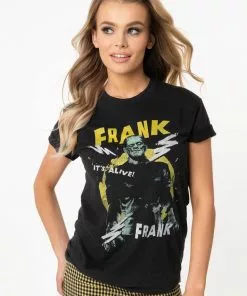 New In Unique Vintage X Universal Monsters Electrifying Frankenstein T-Shirt Black