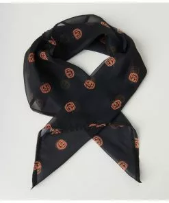 New In Unique Vintage Pumpkin Scarf Black