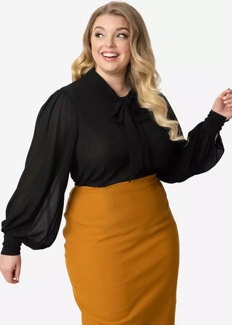 Unique Vintage Gwen 40's Blouse Black New In 4 Unique Vintage Gwen 40's Blouse Black New In