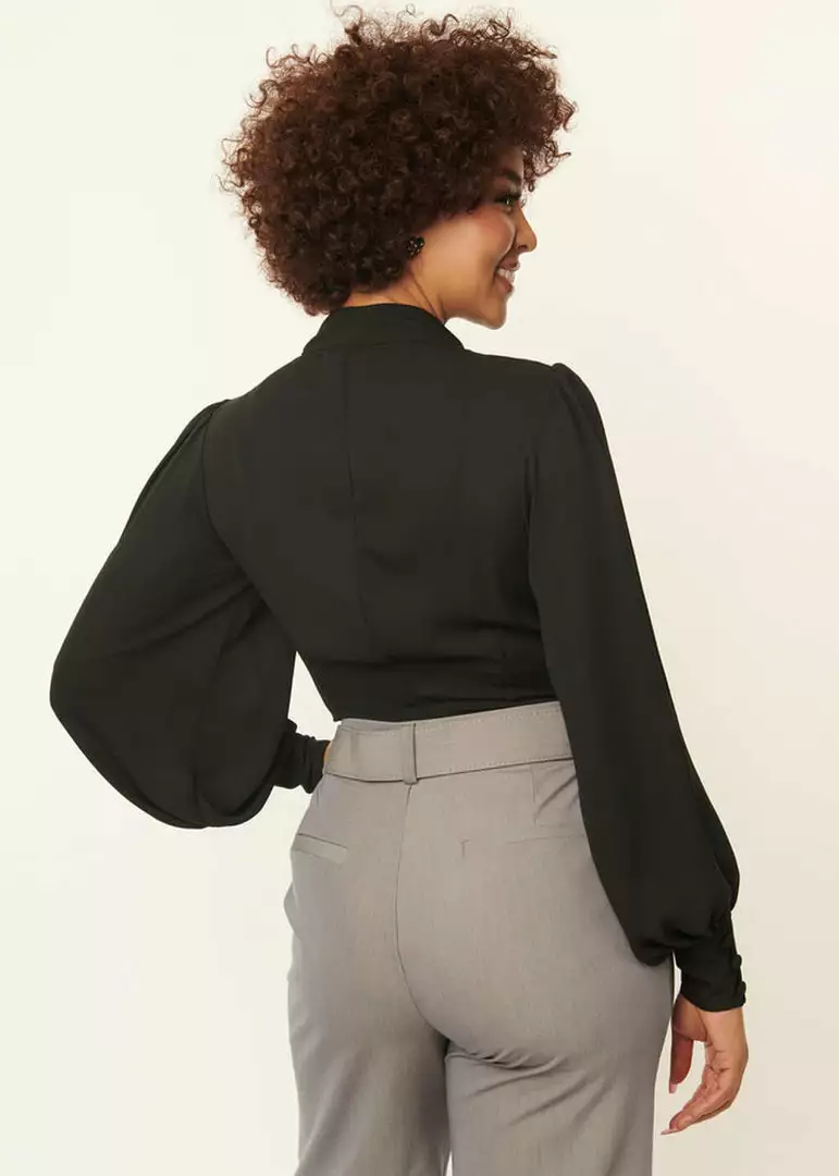 Unique Vintage Gwen 40's Blouse Black New In 6 Unique Vintage Gwen 40's Blouse Black New In