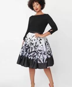 Unique Vintage X Hitchcock The Birds Main Attraction 50's Swing Skirt Black White New In 12 Unique Vintage X Hitchcock The Birds Main Attraction 50's Swing Skirt Black White New In