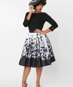 Unique Vintage X Hitchcock The Birds Main Attraction 50's Swing Skirt Black White New In 10 Unique Vintage X Hitchcock The Birds Main Attraction 50's Swing Skirt Black White New In