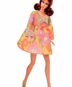 New In Unique Vintage X Barbie Oversized Floral 60's Babydoll Dress Multi