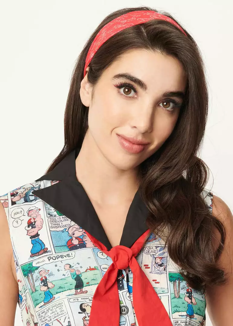 Unique Vintage X Popeye Oyl Scarf Red