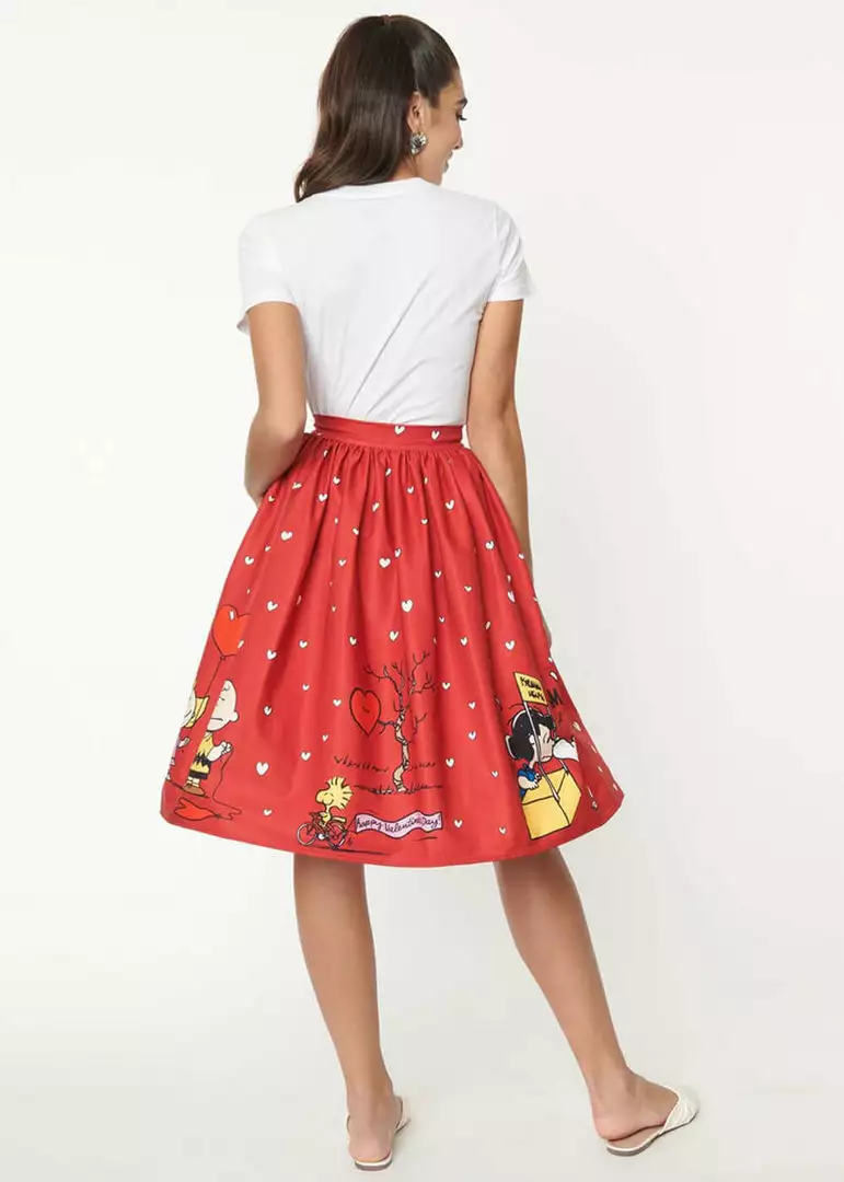 New In Unique Vintage X Peanuts Snoopy Be My Valentine 50's Swing Skirt Red 9 New In Unique Vintage X Peanuts Snoopy Be My Valentine 50's Swing Skirt Red