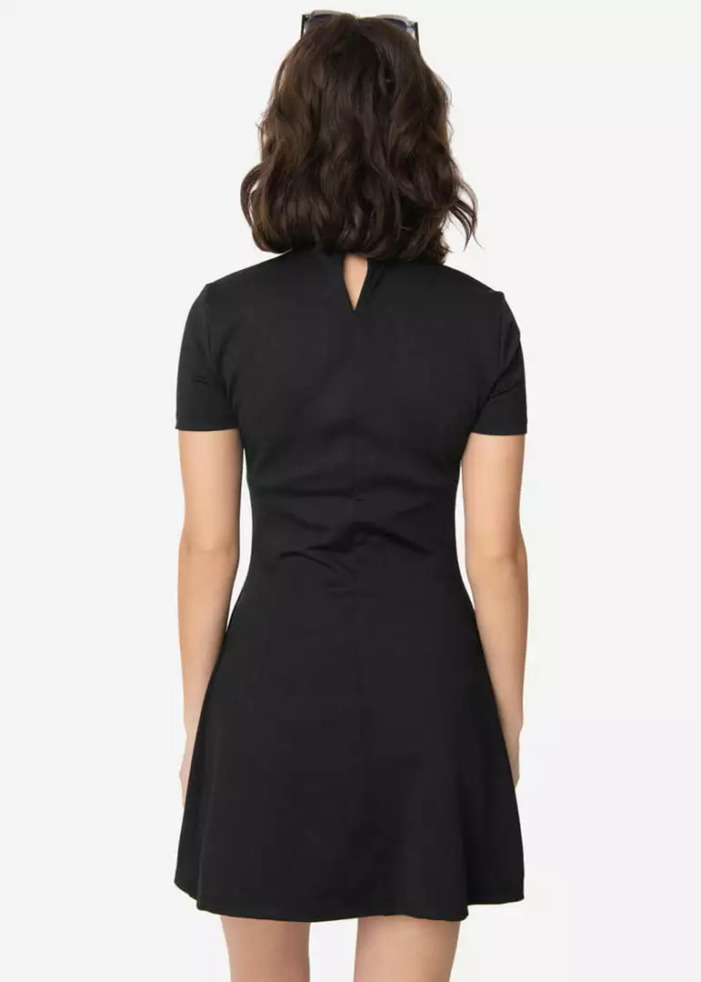 New In Unique Vintage Smak Parlour Wave Maker 60's Mod Dress Black