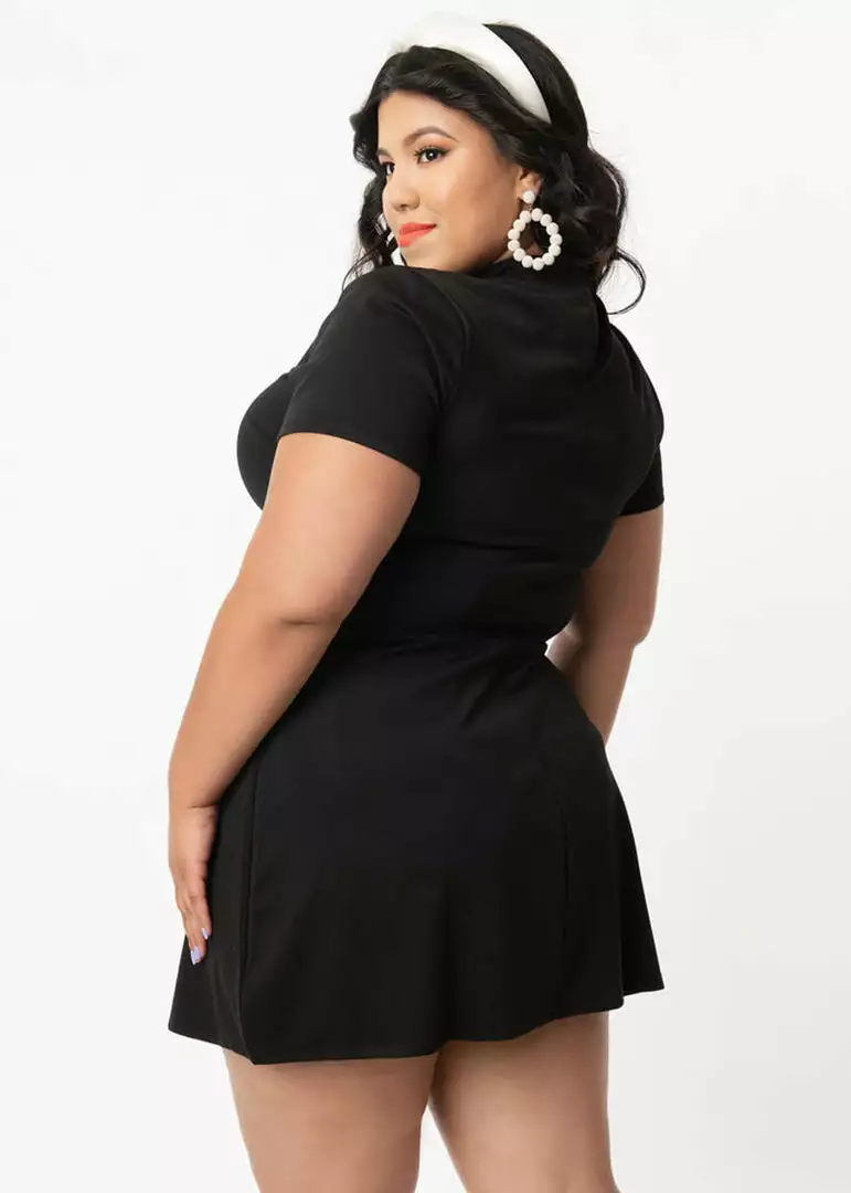 New In Unique Vintage Smak Parlour Wave Maker 60's Mod Dress Black