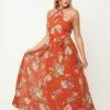 New In Unique Vintage Smak Parlour Budding Romance Floral 70's Maxi Dress Orange 1 New In Unique Vintage Smak Parlour Budding Romance Floral 70's Maxi Dress Orange