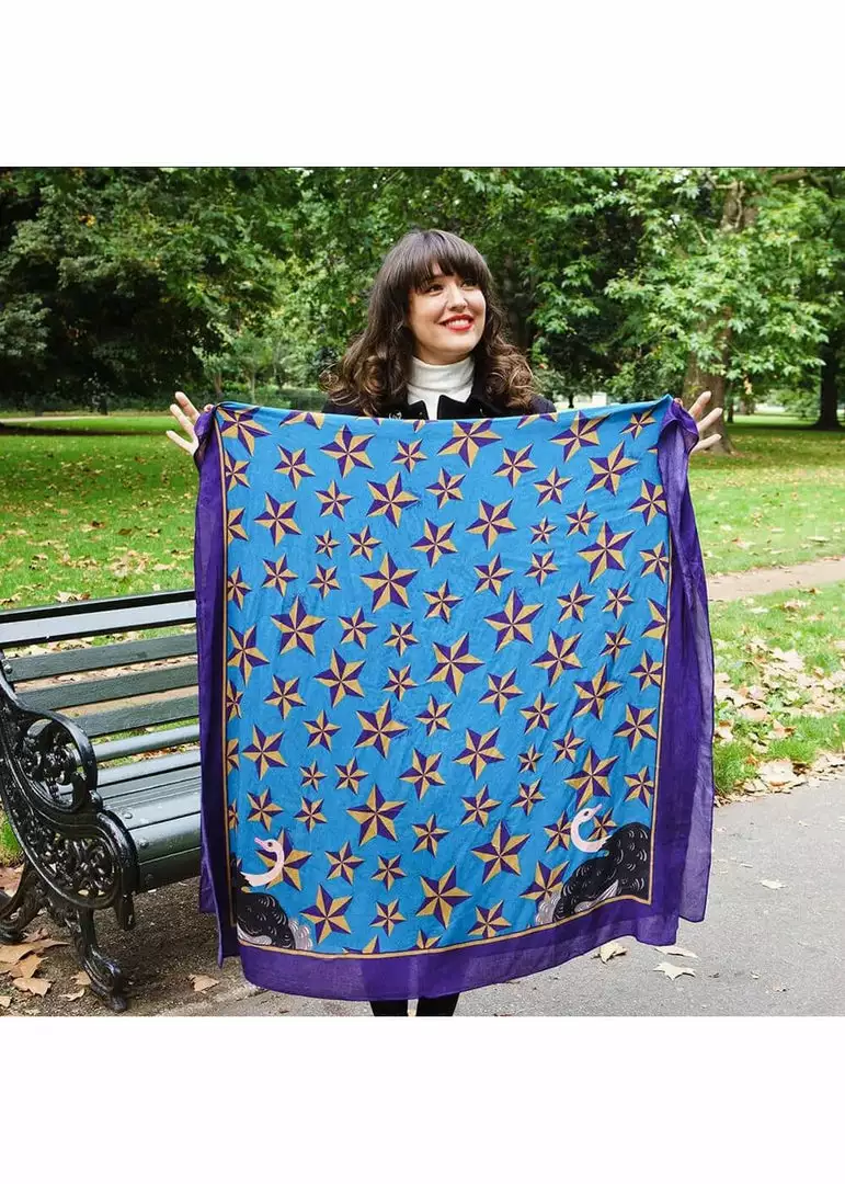 Vendula London Animal Park Oistrich Scarf Blue New In 5 Vendula London Animal Park Oistrich Scarf Blue New In