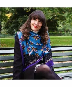 Vendula London Animal Park Oistrich Scarf Blue New In