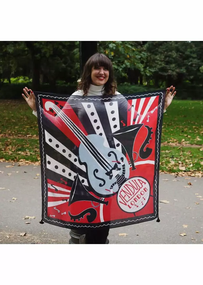 Vendula London House Of Jazz Scarf Red New In 5 Vendula London House Of Jazz Scarf Red New In