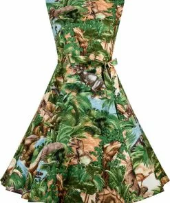 New In Victory Parade Rosa Dinosaur Swing Dress