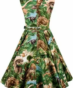 New In Victory Parade Rosa Dinosaur Swing Dress