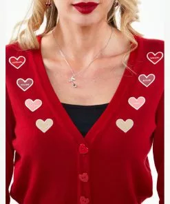 Voodoo Vixen Sweetheart 50's Cardigan Red New In 10 Voodoo Vixen Sweetheart 50's Cardigan Red New In