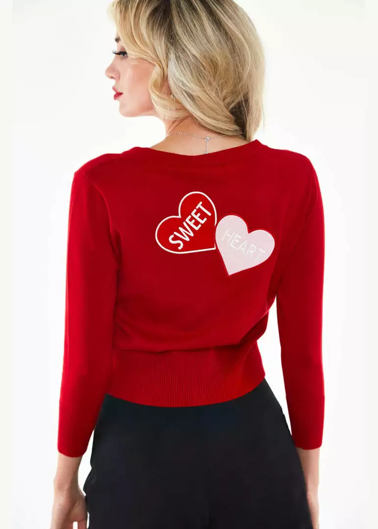 Voodoo Vixen Sweetheart 50's Cardigan Red New In 7 Voodoo Vixen Sweetheart 50's Cardigan Red New In