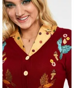 Voodoo Vixen Ginny Woodland 40's Cardigan Red