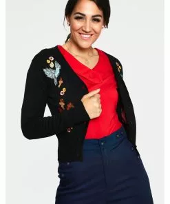 New In Voodoo Vixen Ginny Woodland 40's Cardigan Black 8 New In Voodoo Vixen Ginny Woodland 40's Cardigan Black