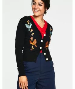 New In Voodoo Vixen Ginny Woodland 40's Cardigan Black