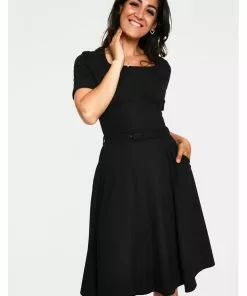 New In Voodoo Vixen Lucia 50's Midi Swing Dress Black