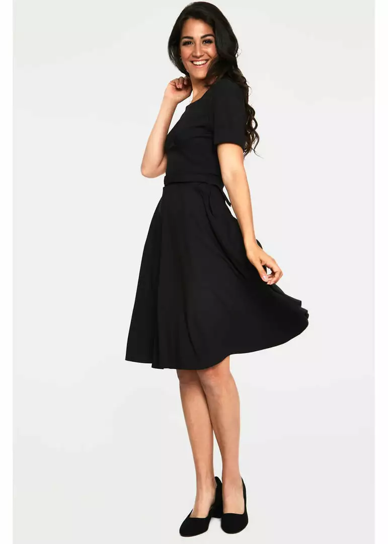 New In Voodoo Vixen Lucia 50's Midi Swing Dress Black 6 New In Voodoo Vixen Lucia 50's Midi Swing Dress Black