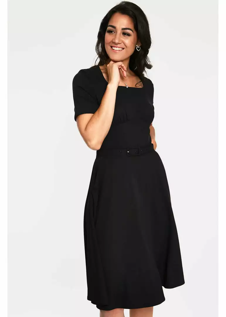 New In Voodoo Vixen Lucia 50's Midi Swing Dress Black 5 New In Voodoo Vixen Lucia 50's Midi Swing Dress Black