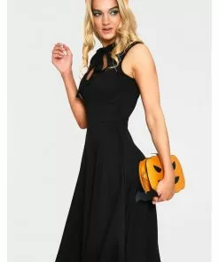 Voodoo Vixen Skye Spider Web 50's Swing Dress Black 9 Voodoo Vixen Skye Spider Web 50's Swing Dress Black