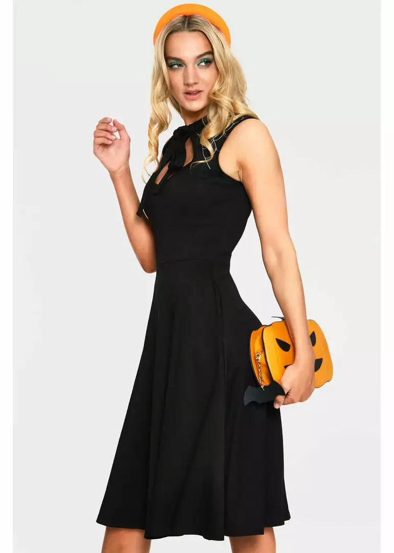 Voodoo Vixen Skye Spider Web 50's Swing Dress Black 5 Voodoo Vixen Skye Spider Web 50's Swing Dress Black