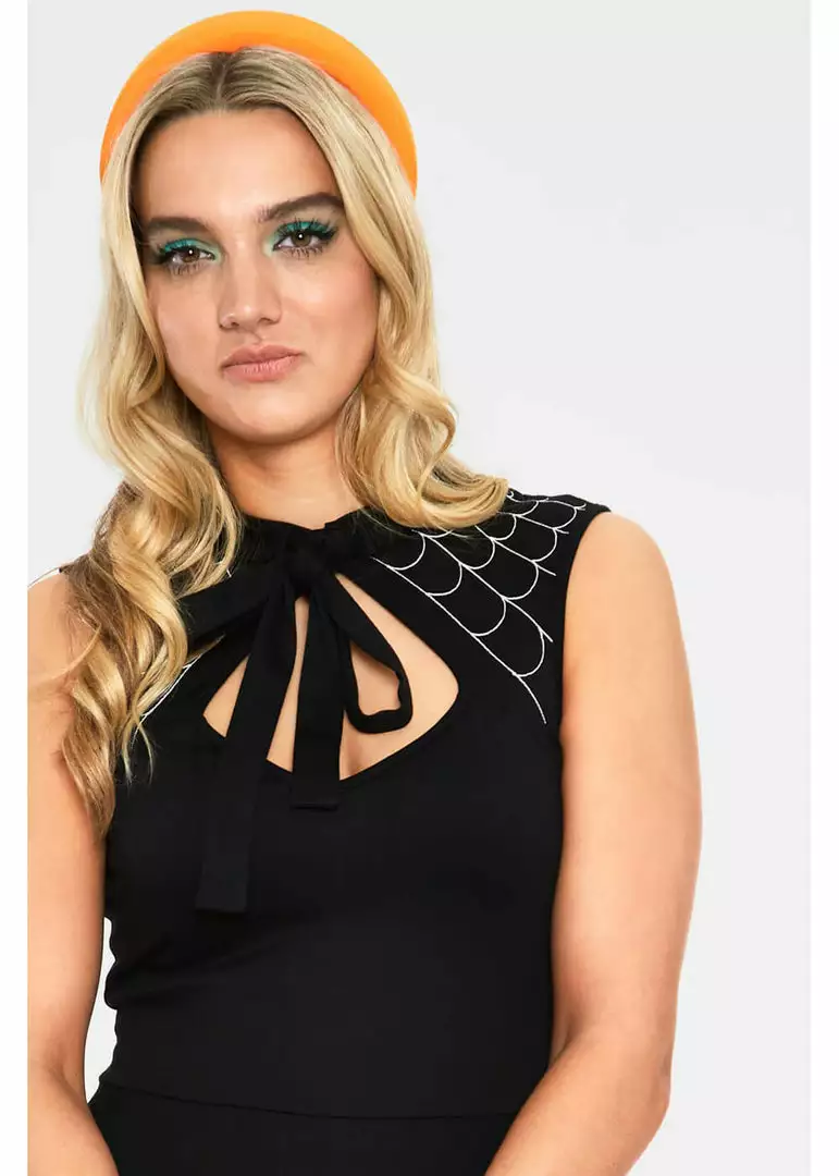 Voodoo Vixen Skye Spider Web 50's Swing Dress Black 4 Voodoo Vixen Skye Spider Web 50's Swing Dress Black