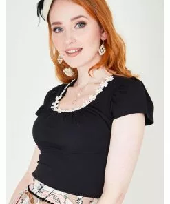 Voodoo Vixen Debbie Daisy 60's Top Black New In