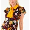 Voodoo Vixen Aurelia Floral 70's Blouse In Multi