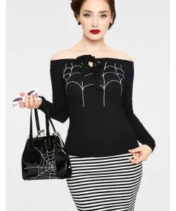 Voodoo Vixen Salma Spider Web 50's Top Black