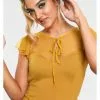 New In Voodoo Vixen Samantha Mesh 50's Top Mustard 1 New In Voodoo Vixen Samantha Mesh 50's Top Mustard